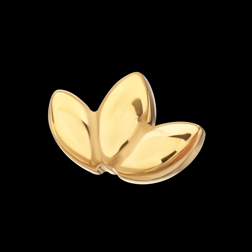 3-Cluster Fan Shape Petals Flatback Stud Earring / Nosering - 24Kt Gold PVD Titanium