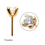 Birthstone Threadless Earring / Nosering Top – Gem & 24Kt Gold PVD Titanium
