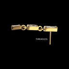 Triple Baguette Gem Dangle Threadless Earring / Nosering – 24Kt Gold PVD Titanium