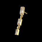 Triple Baguette Gem Dangle Threadless Earring / Nosering – 24Kt Gold PVD Titanium