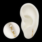 Triple Baguette Gem Dangle Threadless Earring / Nosering – 24Kt Gold PVD Titanium