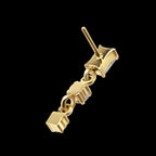 Prong-Set Gem Baguette with Double Round Gem Dangle Threadless Earring / Nosering – 24Kt Gold PVD Titanium