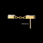 Double Baguette Prong-Set Gem Dangle Threadless Earring / Nosering – 24Kt Gold PVD Titanium