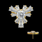 Round & Baguette Cluster Gem Radiant Beam Threadless Earring / Nosering – 24Kt Gold PVD Titanium