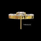 Round & Baguette Cluster Gem Radiant Beam Threadless Earring / Nosering – 24Kt Gold PVD Titanium