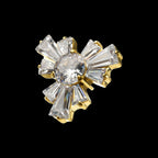 Round & Baguette Cluster Gem Radiant Beam Threadless Earring / Nosering – 24Kt Gold PVD Titanium