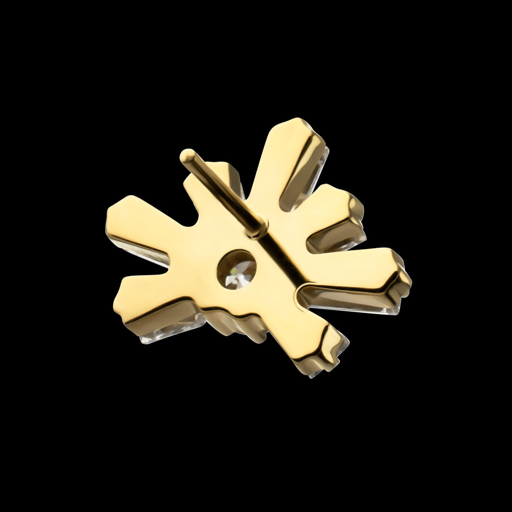 Round & Baguette Cluster Gem Sunray Threadless Earring / Nosering – 24Kt Gold PVD Titanium