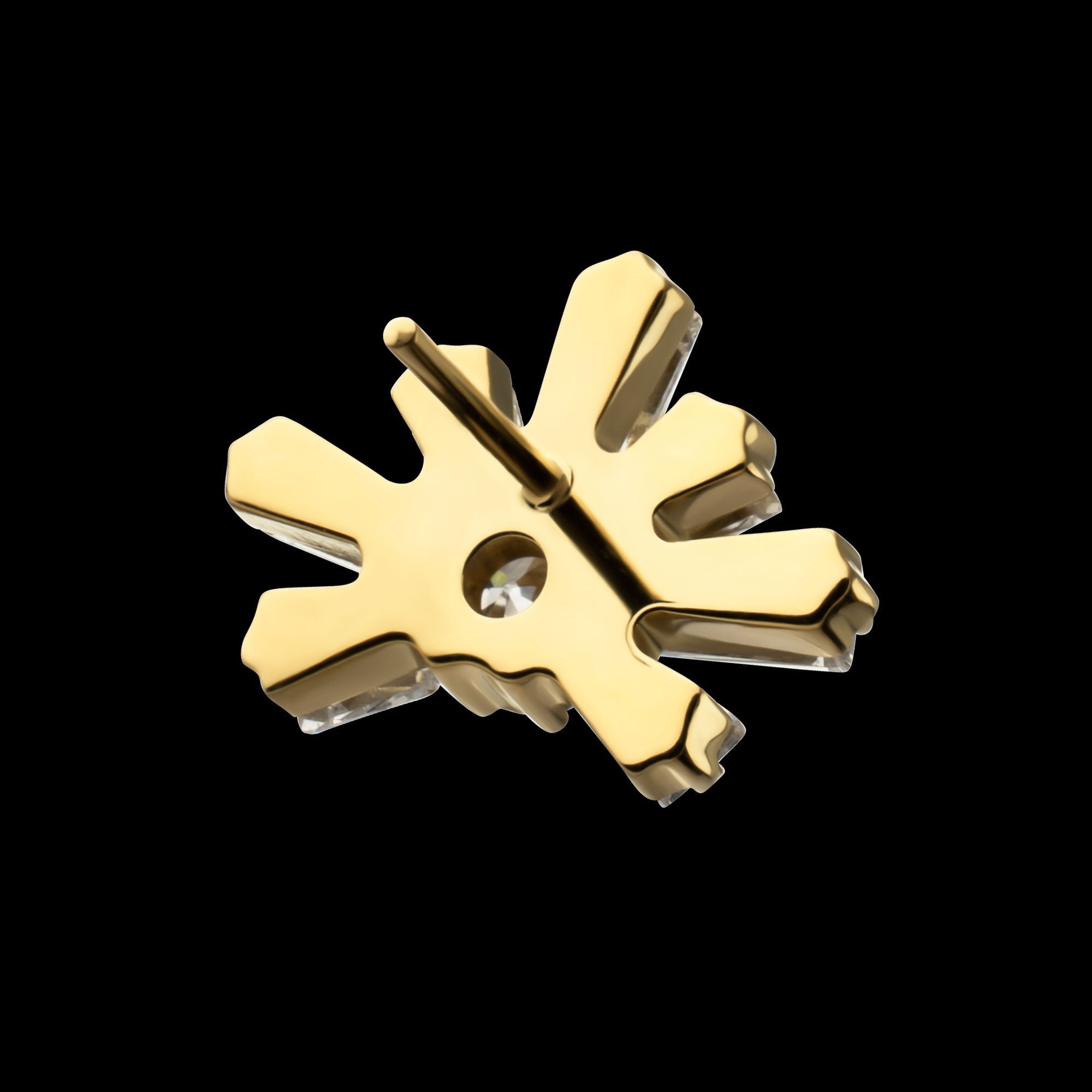 Round & Baguette Cluster Gem Sunray Threadless Earring / Nosering – 24Kt Gold PVD Titanium