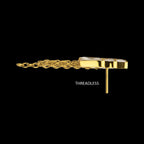 5-Cluster Baguette Prong-Set Gem with Chain Dangle Threadless Earring / Nosering – 24Kt Gold PVD Titanium