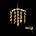 Vertical Helix Curved Bar with 5-Chain Dangle Flatback Stud Earring / Nosering - 24Kt Gold PVD Titanium