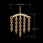 Vertical Helix Curved Bar with 5-Chain Dangle Flatback Stud Earring / Nosering - 24Kt Gold PVD Titanium