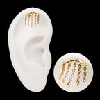 Vertical Helix Curved Bar with 5-Chain Dangle Flatback Stud Earring / Nosering - 24Kt Gold PVD Titanium