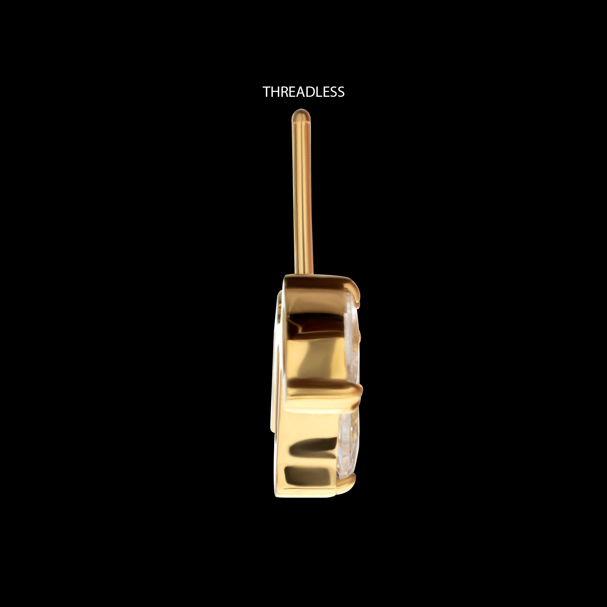 Vertical Helix V-Prong Pear Trio Blossom Cluster Flatback Stud Earring / Nosering - 24Kt Gold PVD Titanium