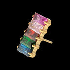 Prong Set Baguette Rainbow CZ-Cluster Flatback Stud Earring / Nosering