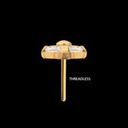 Pronged Round CZ Trinity Flatback Stud Earring / Nosering - CZ in 24Kt Gold PVD Titanium