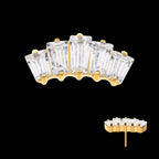 Prong Set Baguette CZ 5-Cluster Flatback Stud Earring / Nosering - CZ in 24Kt Gold PVD Titanium