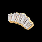Prong Set Baguette CZ 5-Cluster Flatback Stud Earring / Nosering - CZ in 24Kt Gold PVD Titanium