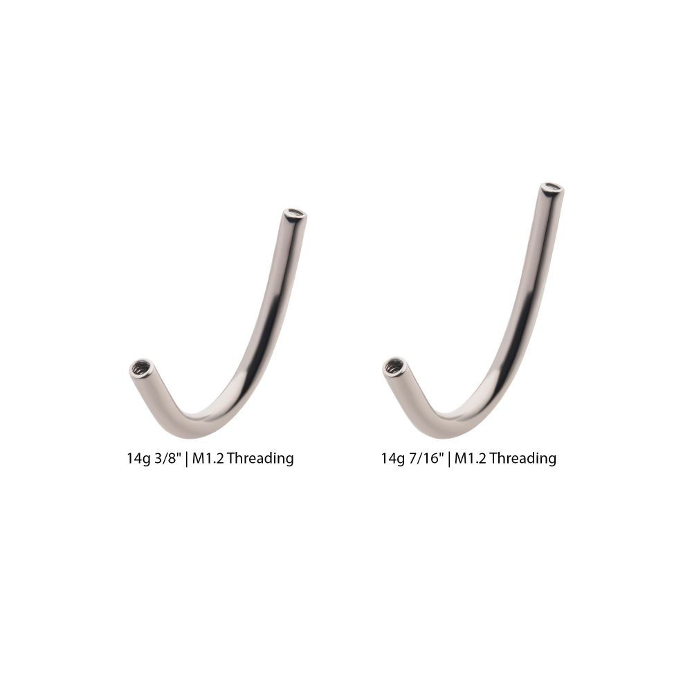 14g Internally Threaded J-Curve Navel Barbell – Titanium