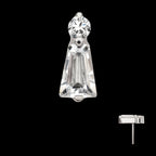 Prong Set Round & Baguette CZ Gem Flatback Stud Earring / Nosering - CZ in Platinum PVD Titanium