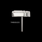 Prong Set Round & Baguette CZ Gem Flatback Stud Earring / Nosering - CZ in Platinum PVD Titanium