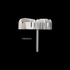 Prong Set Round & Heart Gem Flatback Stud Earring / Nosering - Gem in Platinum PVD Titanium