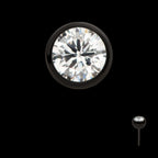 Bezel Set CZ Front Facing Flatback Stud Earring / Nosering - CZ in Black PVD Titanium