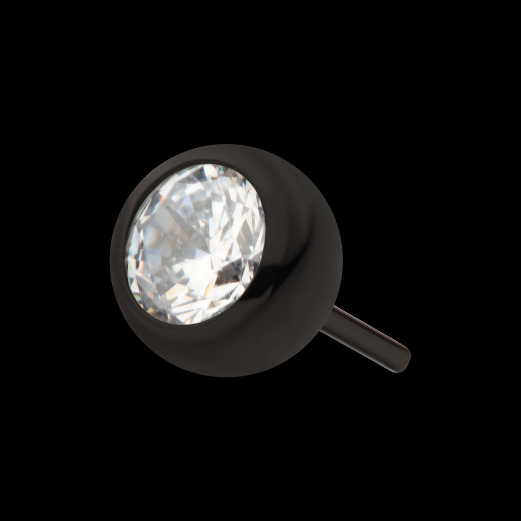 Bezel Set CZ Front Facing Flatback Stud Earring / Nosering - CZ in Black PVD Titanium