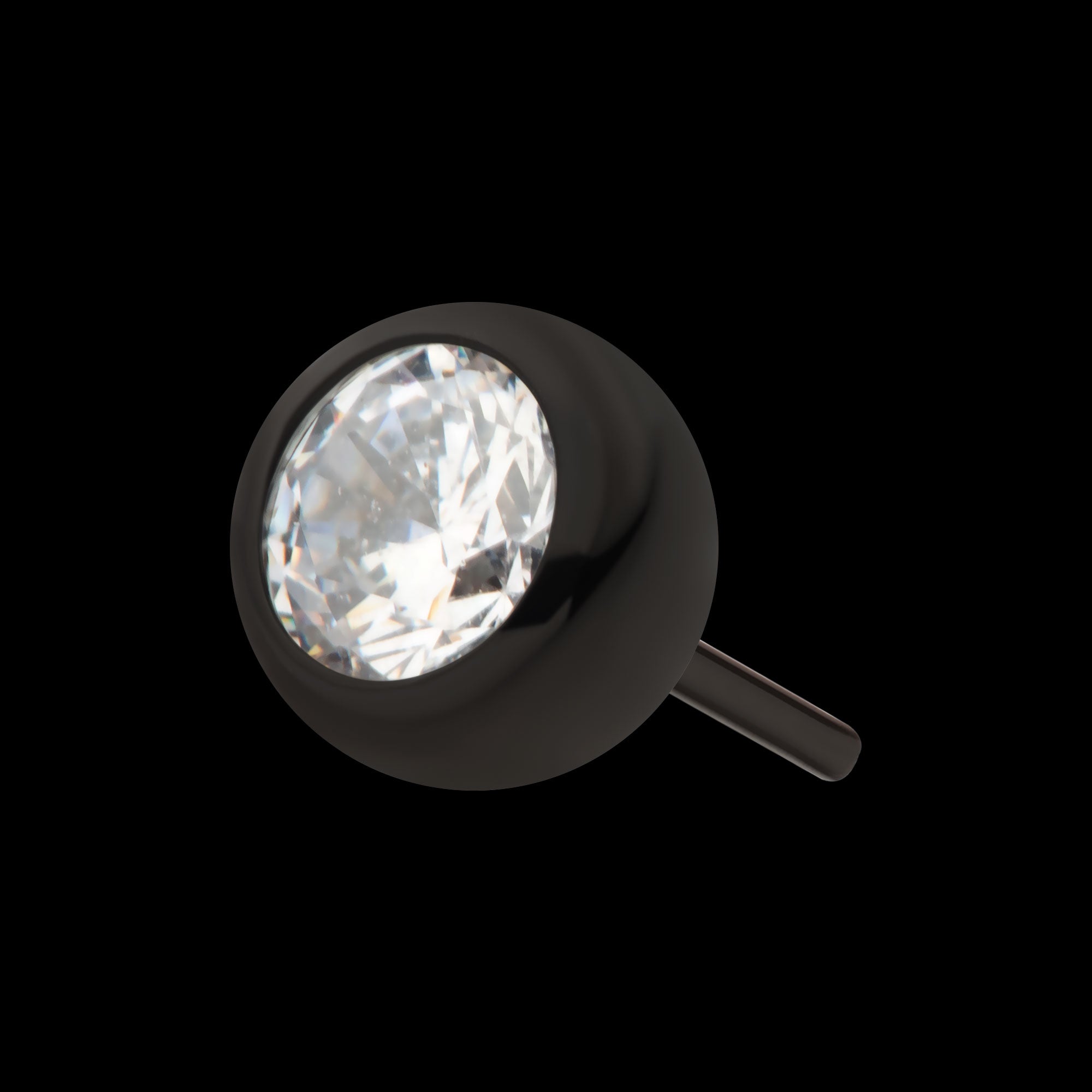 Bezel Set CZ Front Facing Flatback Stud Earring / Nosering - CZ in Black PVD Titanium