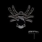Prong Set Oval Gem Spider Flatback Stud Earring / Nosering - Gem in Black PVD Titanium