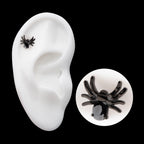 Prong Set Oval Gem Spider Flatback Stud Earring / Nosering - Gem in Black PVD Titanium