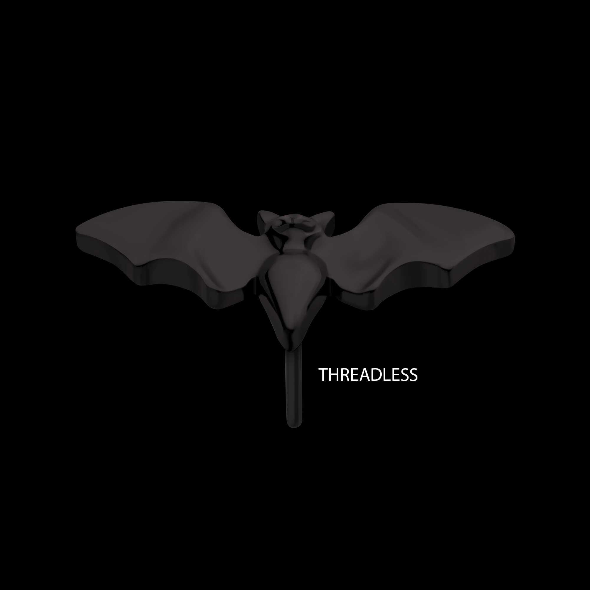 Open Wings Bat Flatback Stud Earring / Nosering - Black PVD Titanium