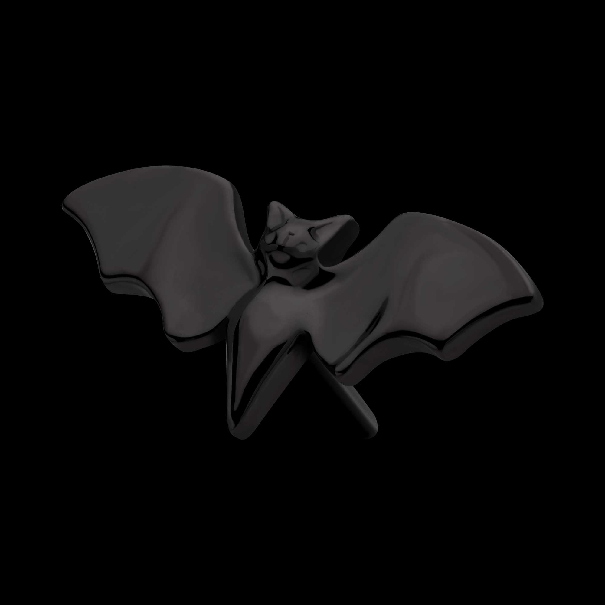 Open Wings Bat Flatback Stud Earring / Nosering - Black PVD Titanium