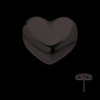 Puffed Heart Flatback Stud Earring / Nosering - Black PVD Titanium