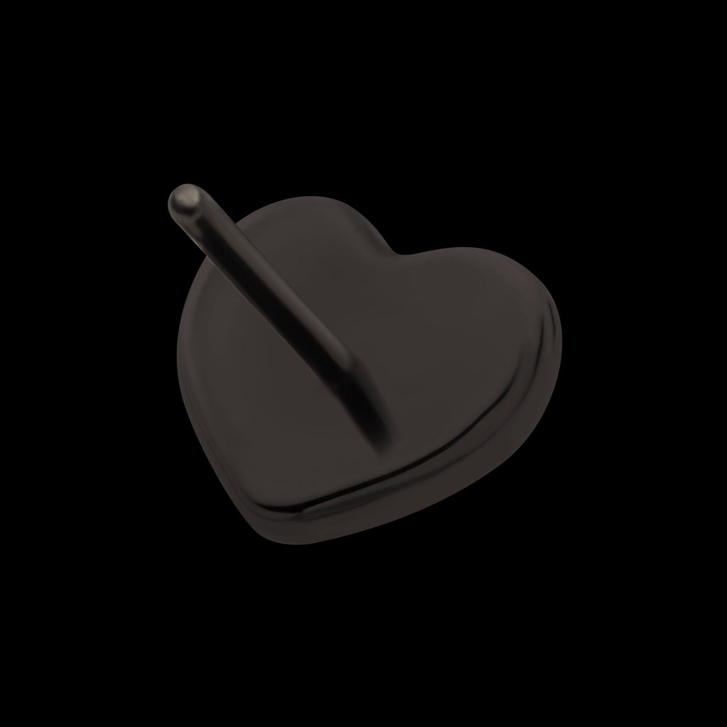 Puffed Heart Flatback Stud Earring / Nosering - Black PVD Titanium