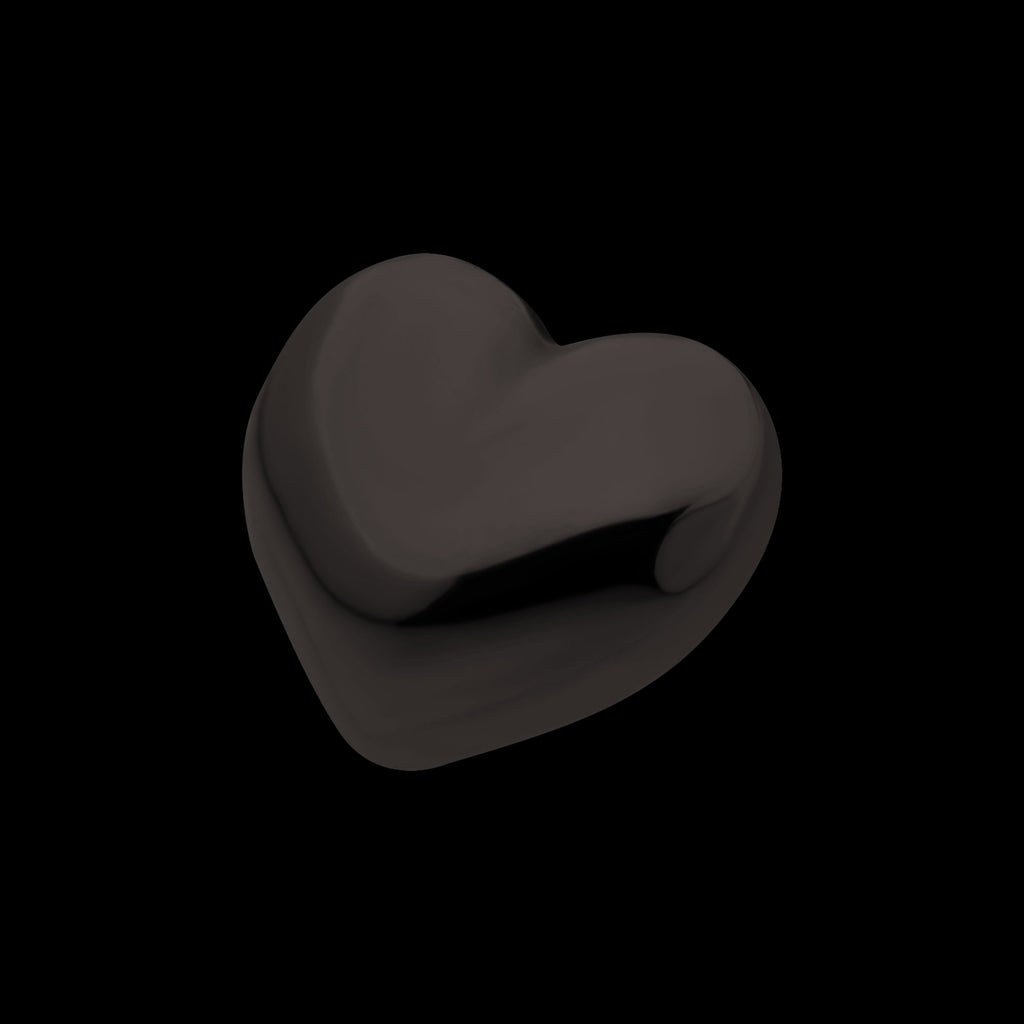 Puffed Heart Flatback Stud Earring / Nosering - Black PVD Titanium