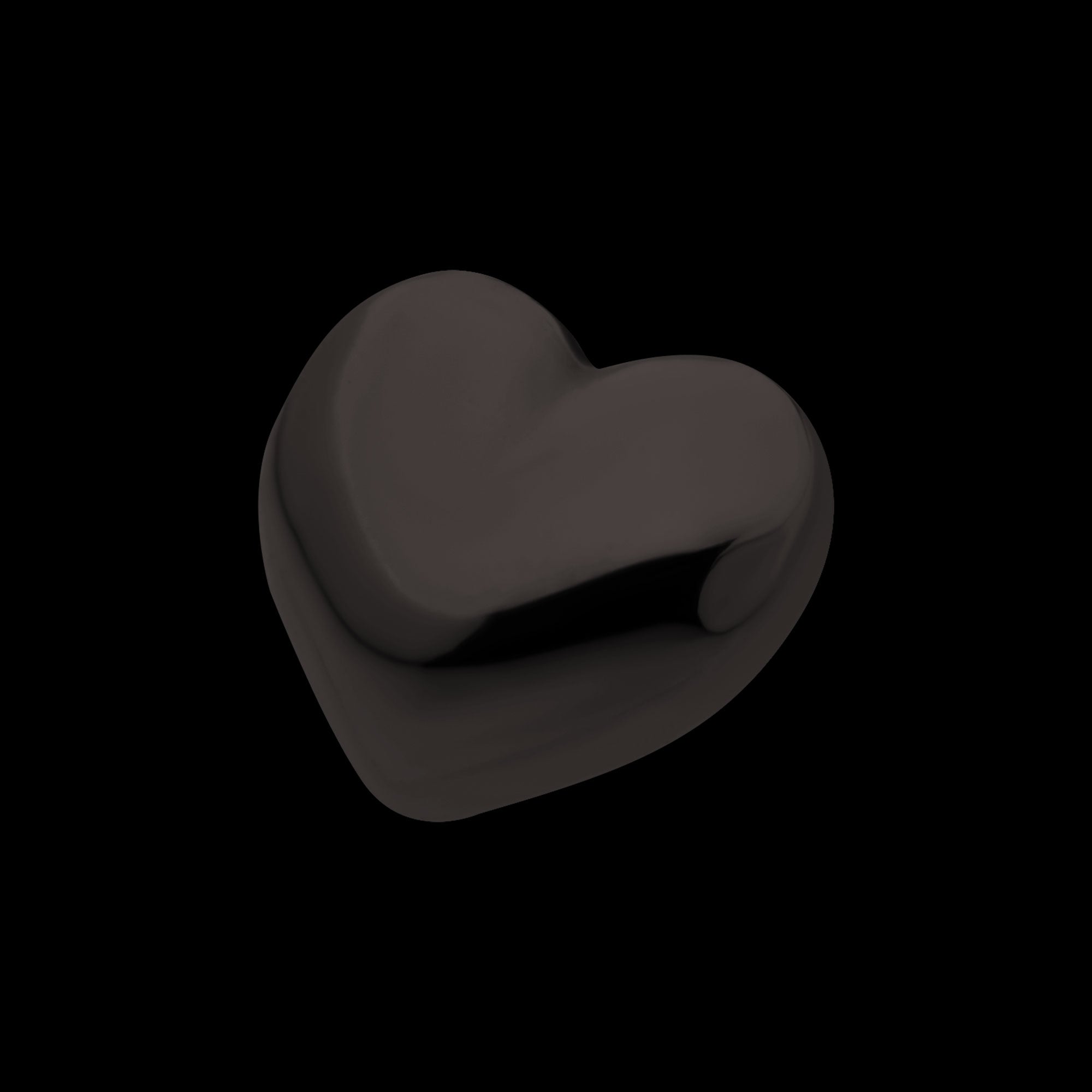 Puffed Heart Flatback Stud Earring / Nosering - Black PVD Titanium
