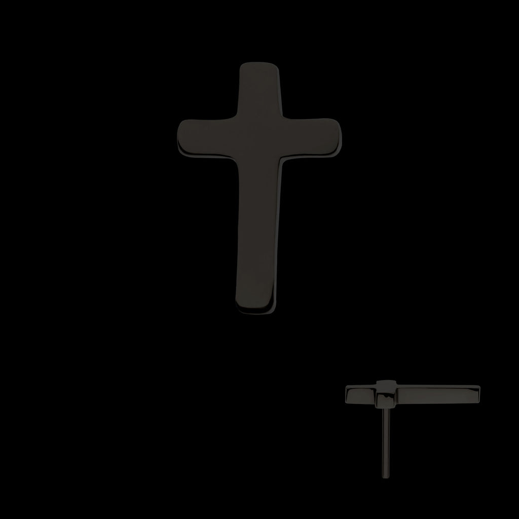 Cross Flatback Stud Earring / Nosering - Black PVD Titanium