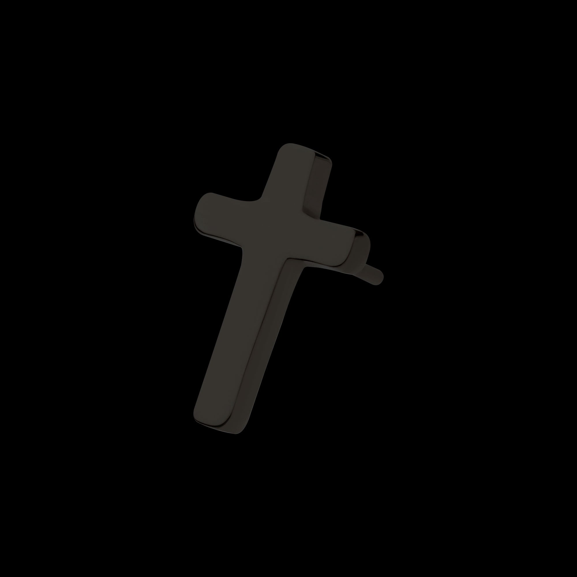 Cross Flatback Stud Earring / Nosering - Black PVD Titanium