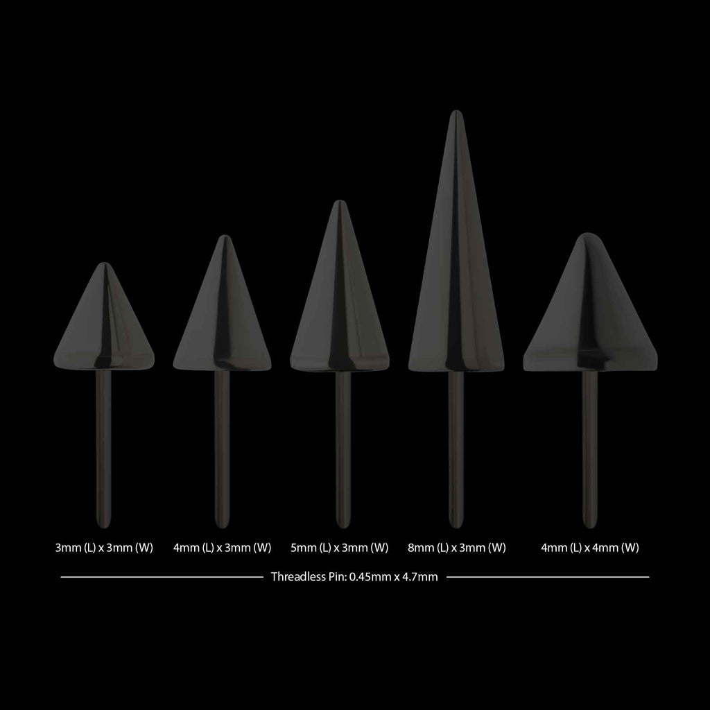 Spike Flatback Stud Earring / Nosering - Black PVD Titanium