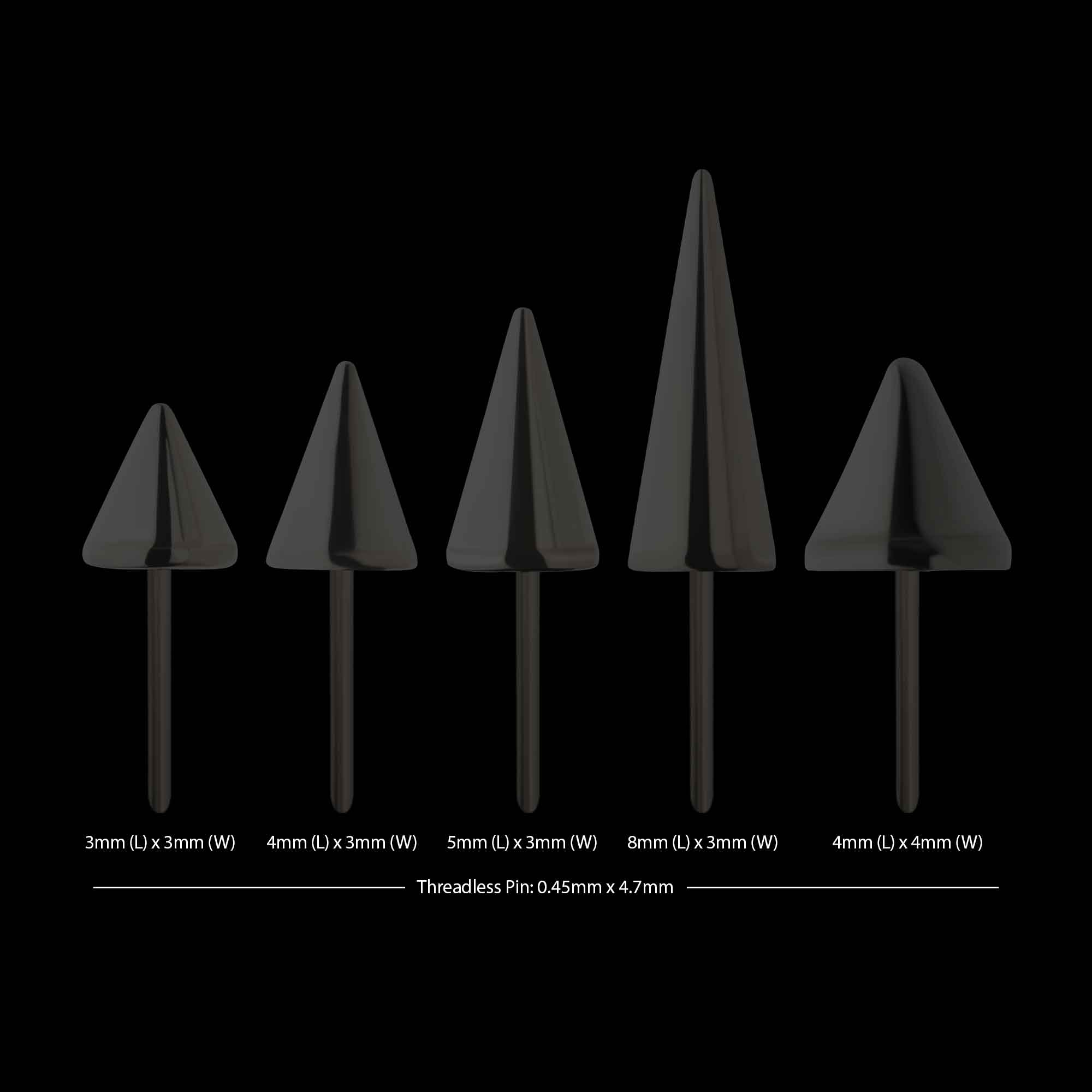 Spike Flatback Stud Earring / Nosering - Black PVD Titanium