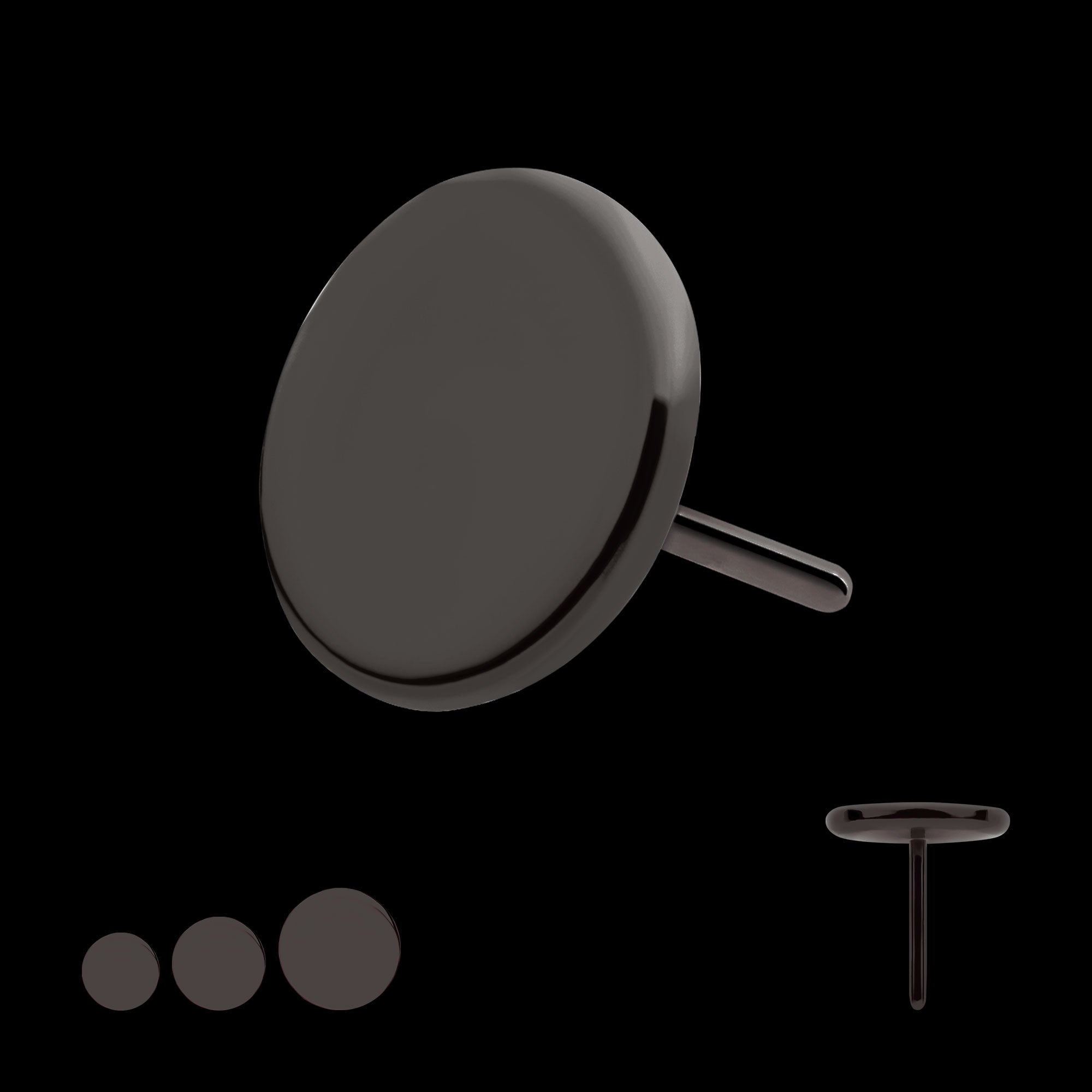 Flat Disc Flatback Stud Earring / Nosering - Black PVD Titanium