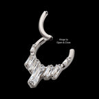 7-Baguette Prong-Set Gem Cluster Front-Facing Hinged Segment Clicker Hoop Earring / Nosering – Titanium