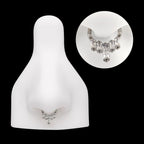 7-Baguette Prong-Set Gem Cluster Front-Facing Hinged Segment Clicker Hoop Earring / Nosering – Titanium