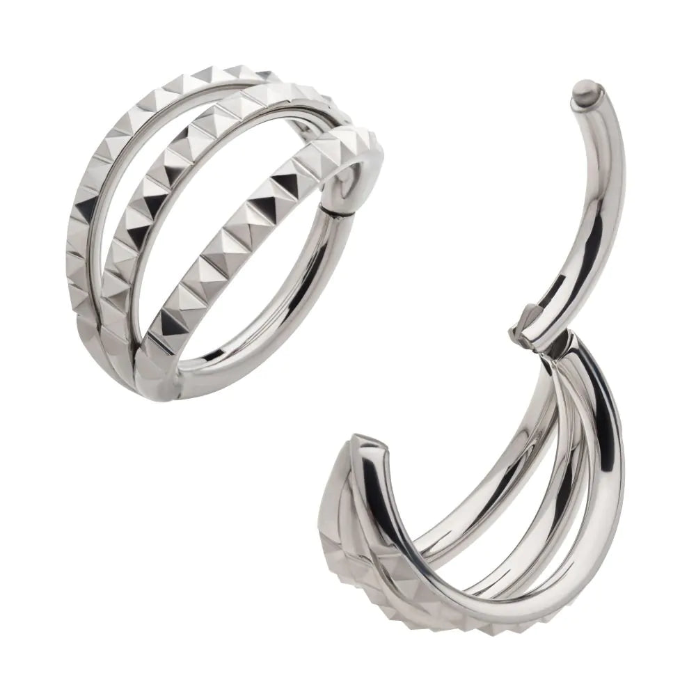 Double Bezel-Set Swarovski Crystal Navel Jewelry / Belly Button Ring – Titanium