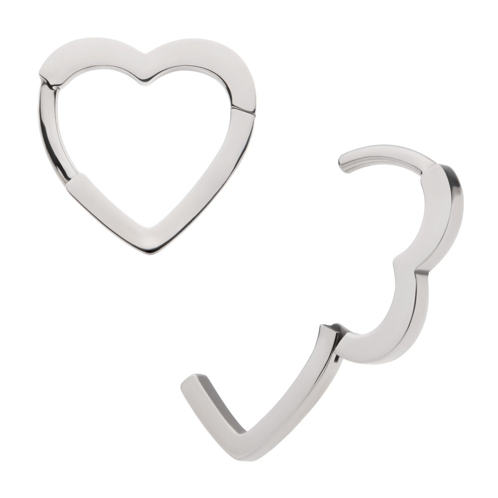 Heart Hinged Segment Clicker Hoop Earring / Nosering – Titanium