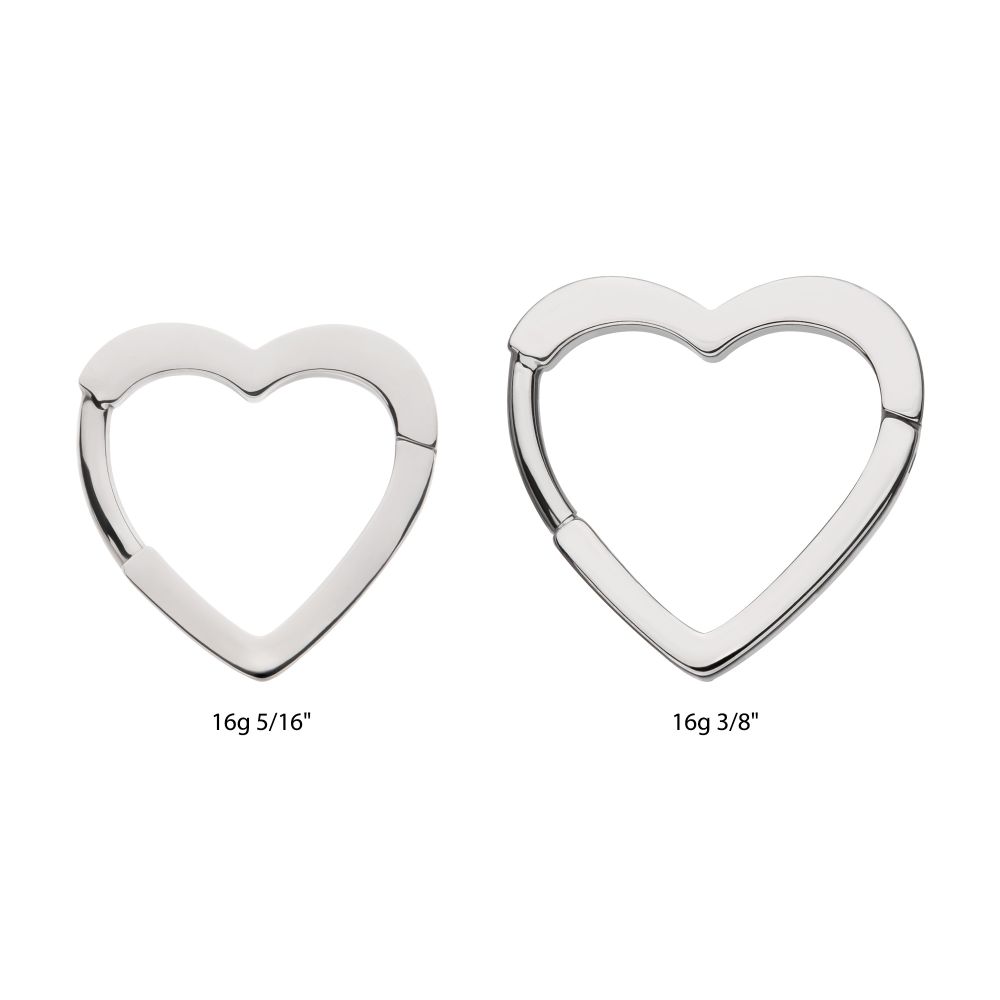 Heart Hinged Segment Clicker Hoop Earring / Nosering – Titanium