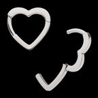 Heart Hinged Segment Clicker Hoop Earring / Nosering – Titanium