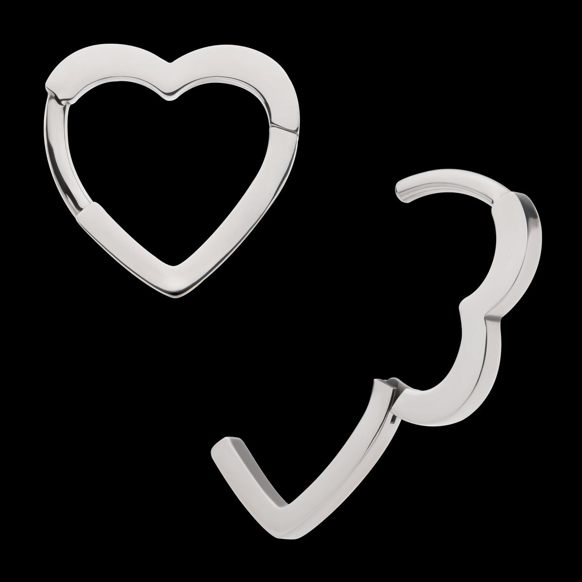 Heart Hinged Segment Clicker Hoop Earring / Nosering – Titanium