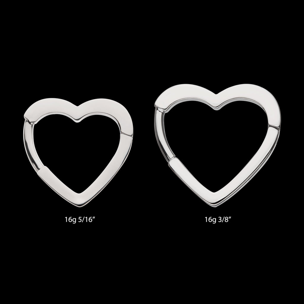 Heart Hinged Segment Clicker Hoop Earring / Nosering – Titanium