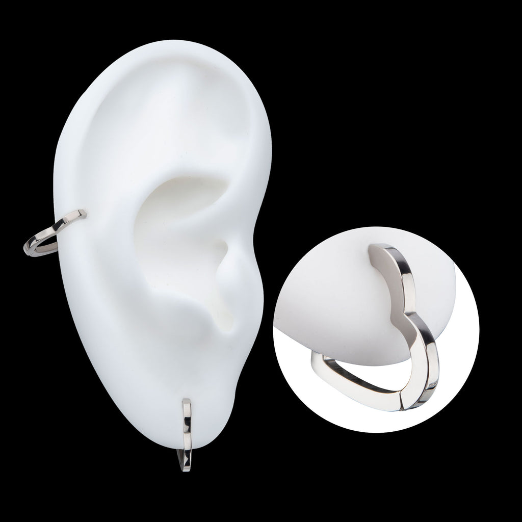 Heart Hinged Segment Clicker Hoop Earring / Nosering – Titanium